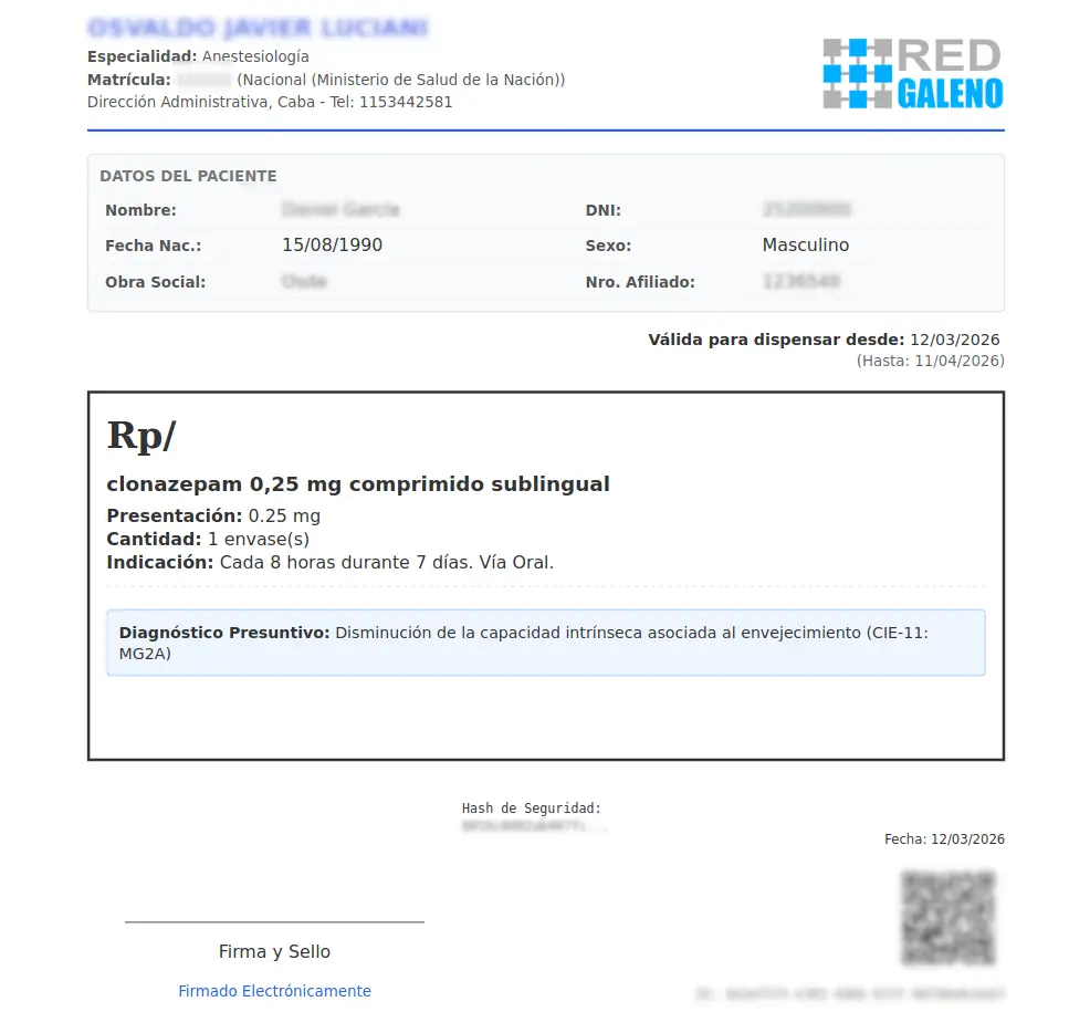 Ejemplo de receta en PDF
